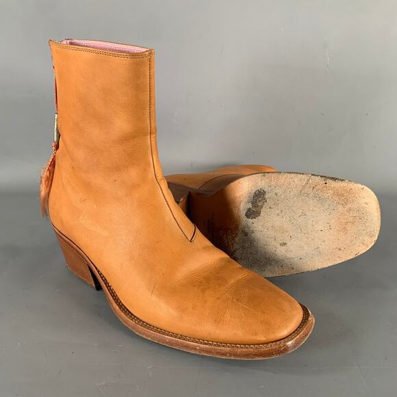 ACNE Size 8 Brown Crackled Leather Ankle Boots main image 5